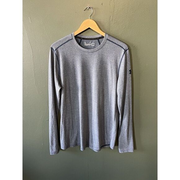 Under Armour Mens Blue Long Sleeve Threadborne Athletic Shirt Size Large - Picture 1 of 3